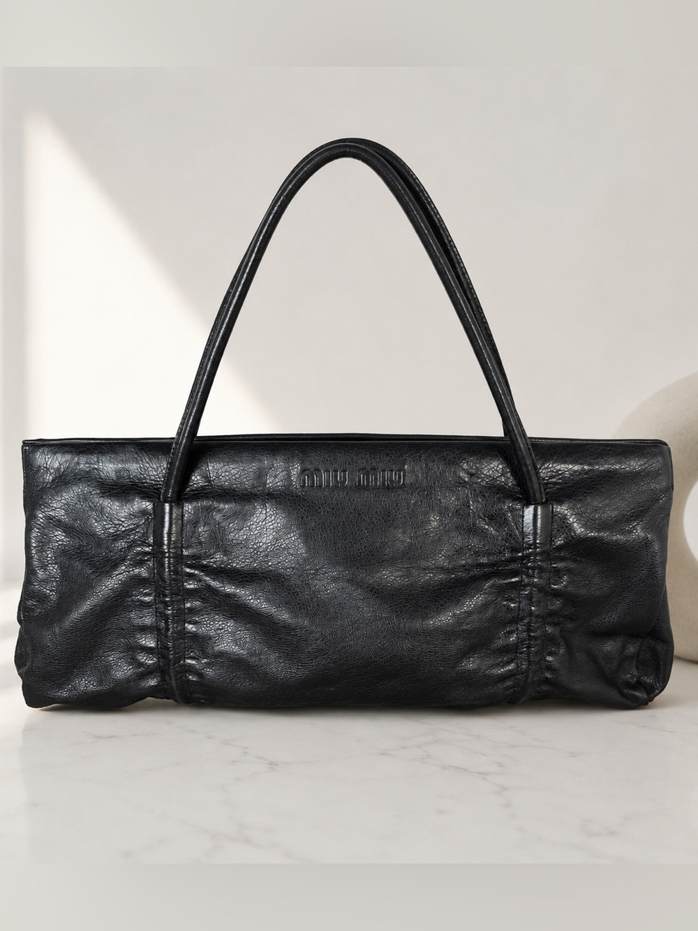 Miu Miu Calfskin Leather Barrel Bag